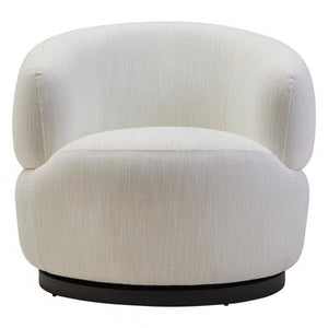 Bordo Cream Textured Fabric Curved Swivel Chair – side view