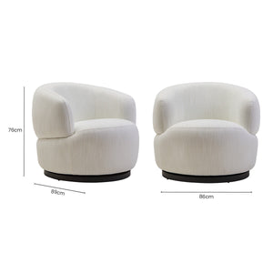 Bordo Cream Textured Fabric Curved Swivel Chair – angle view 2