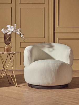 Bordo Cream Textured Fabric Curved Swivel Chair – detail