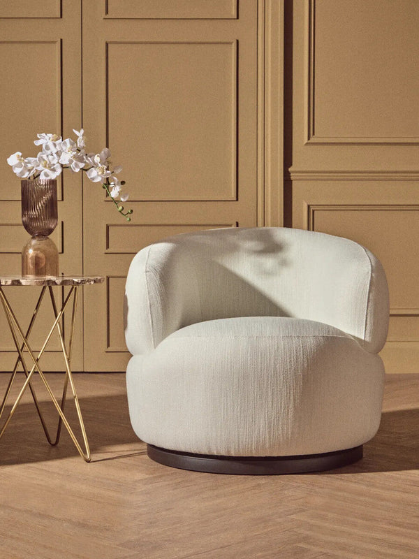 Bordo Cream Textured Fabric Curved Swivel Chair – detail