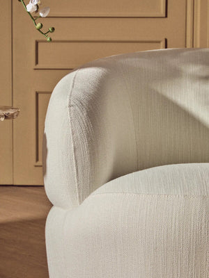 Bordo Cream Textured Fabric Curved Swivel Chair – dimensions 2