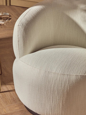 Bordo Cream Textured Fabric Curved Swivel Chair – close-up 2