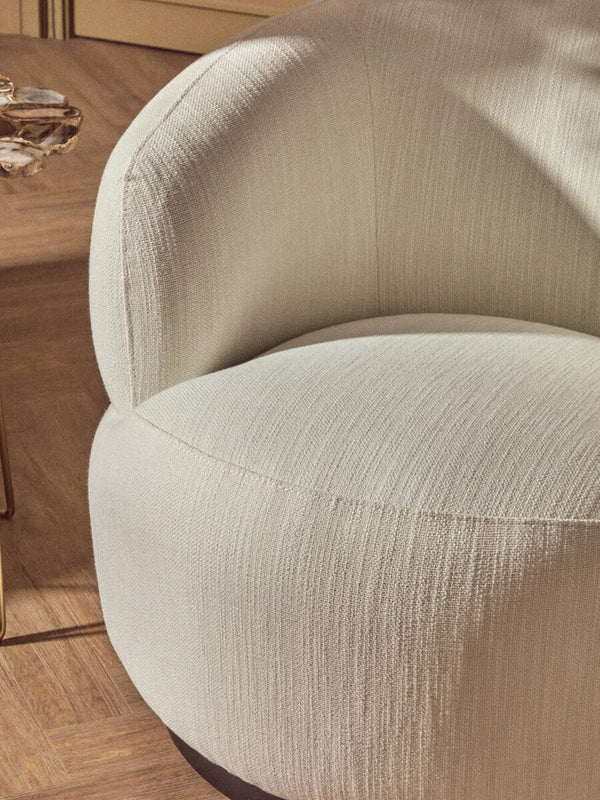 Bordo Cream Textured Fabric Curved Swivel Chair – close-up 2