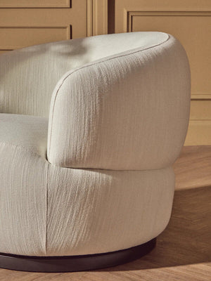 Bordo Cream Textured Fabric Curved Swivel Chair – back view 2