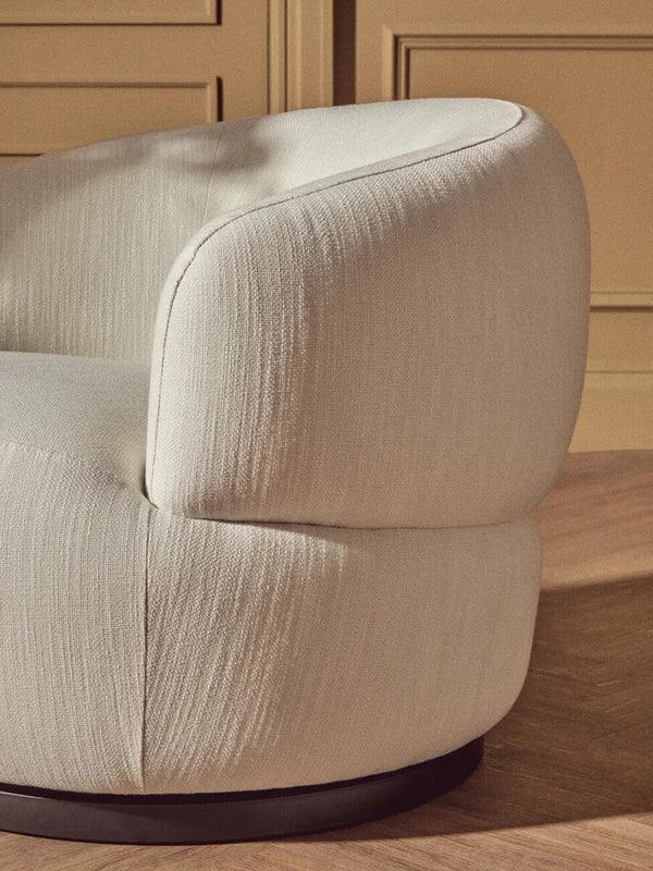 Bordo Cream Textured Fabric Curved Swivel Chair – back view 2