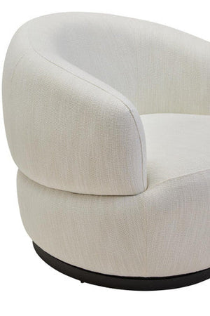 Bordo Cream Textured Fabric Curved Swivel Chair – angle view