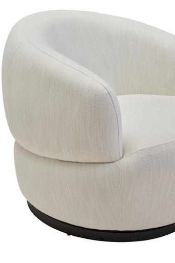 Bordo Cream Textured Fabric Curved Swivel Chair – angle view
