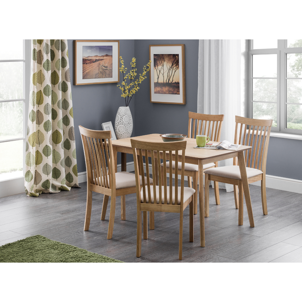 Boden Oak Veneer Rectangular Table With Tapered Legs - Living with Luxury