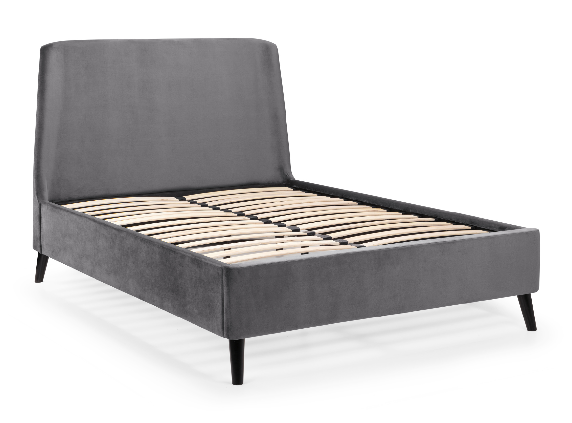 Frida Curved Velvet King Bed - Grey