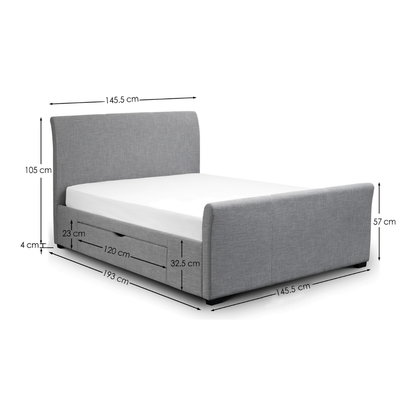 Capri Light Grey with Drawers Double Bed - Living with Luxury