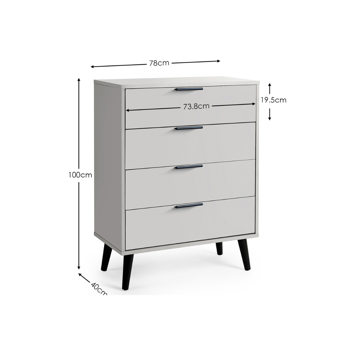 Alba 4 Drawer Wide Chest - Silk Grey - Living with Luxury