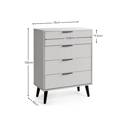Alba 4 Drawer Wide Chest - Silk Grey - Living with Luxury