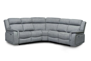 Linden Electric Recliner Corner Sofa Grey – Fabric Living Room Corner Sofa