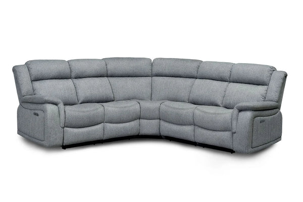 Linden Electric Recliner Corner Sofa Grey – Fabric Living Room Corner Sofa