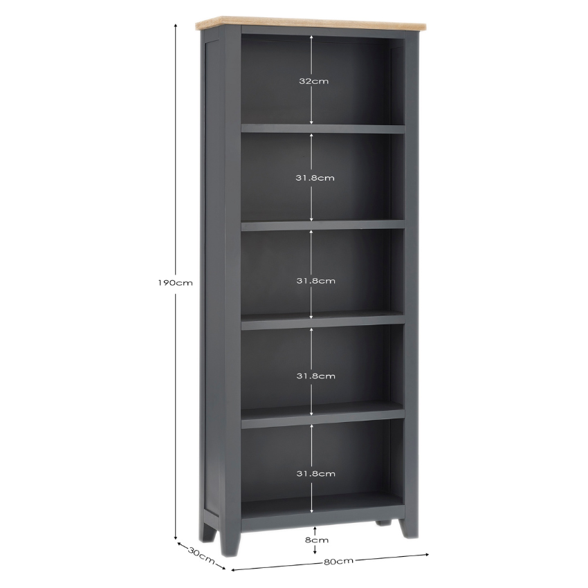 Bordeaux Tall Bookcase Dark Grey - Living with Luxury