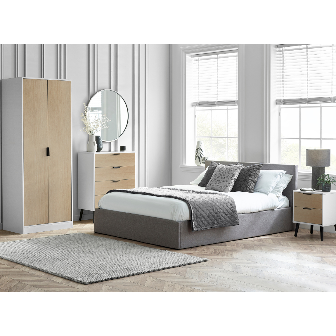 Alba 5 Drawer Narrow Chest - White/Oak - Living with Luxury