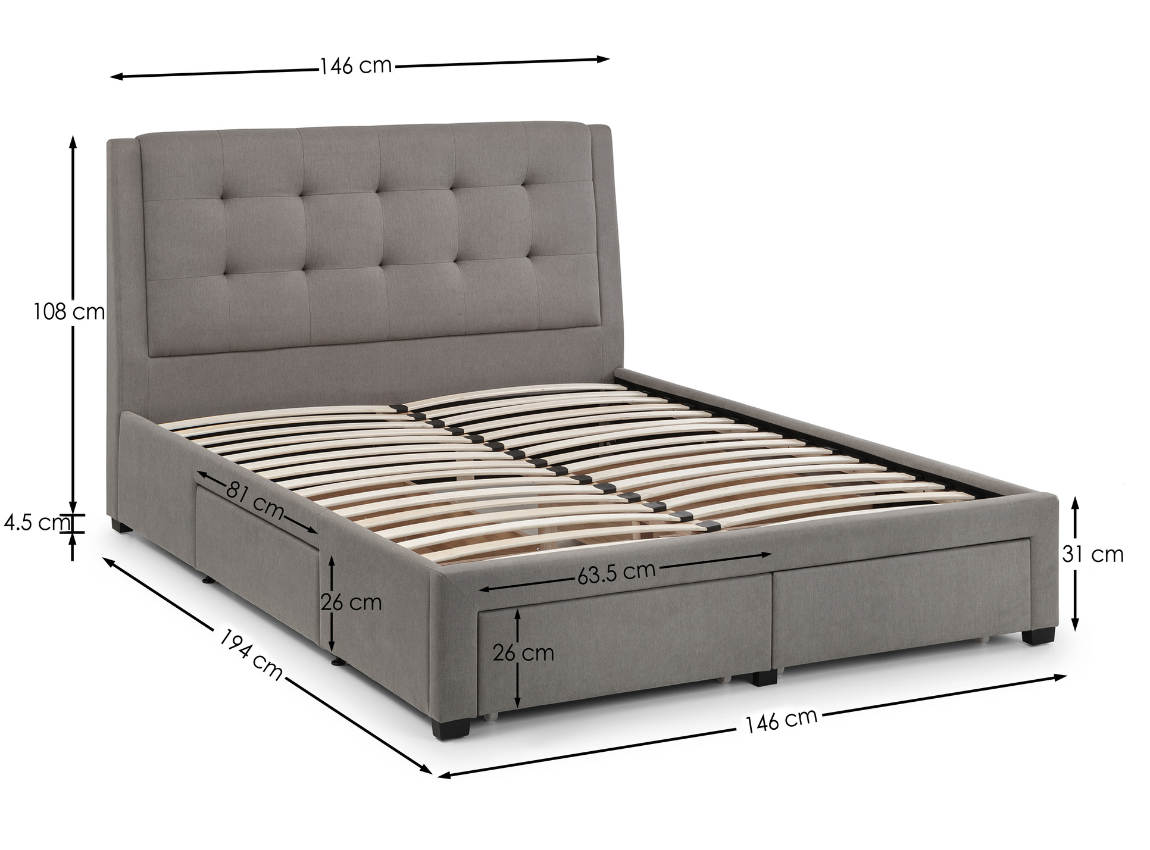 Fullerton 4 Drawer Superking Bed  Grey