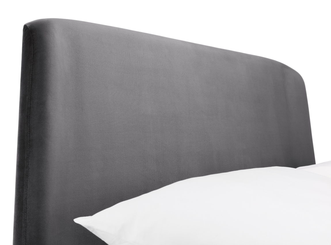 Frida Curved Velvet King Bed - Grey