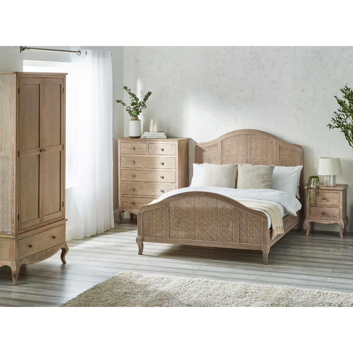 Fleur Rattan Bed - Light Oak - Living with Luxury