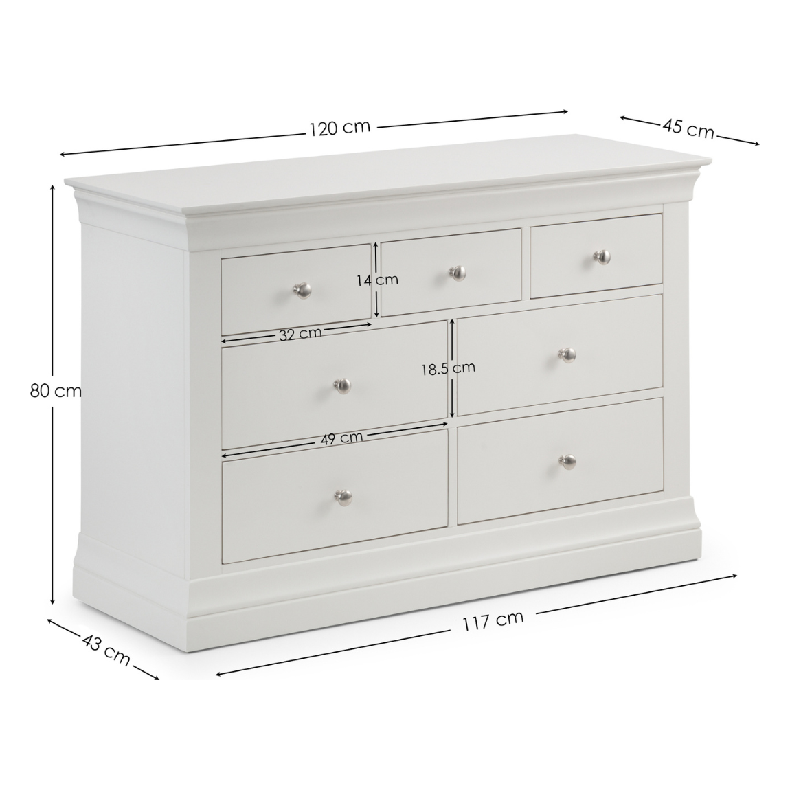 Clermont 4+3 Drawer Chest - Surf White - Living with Luxury