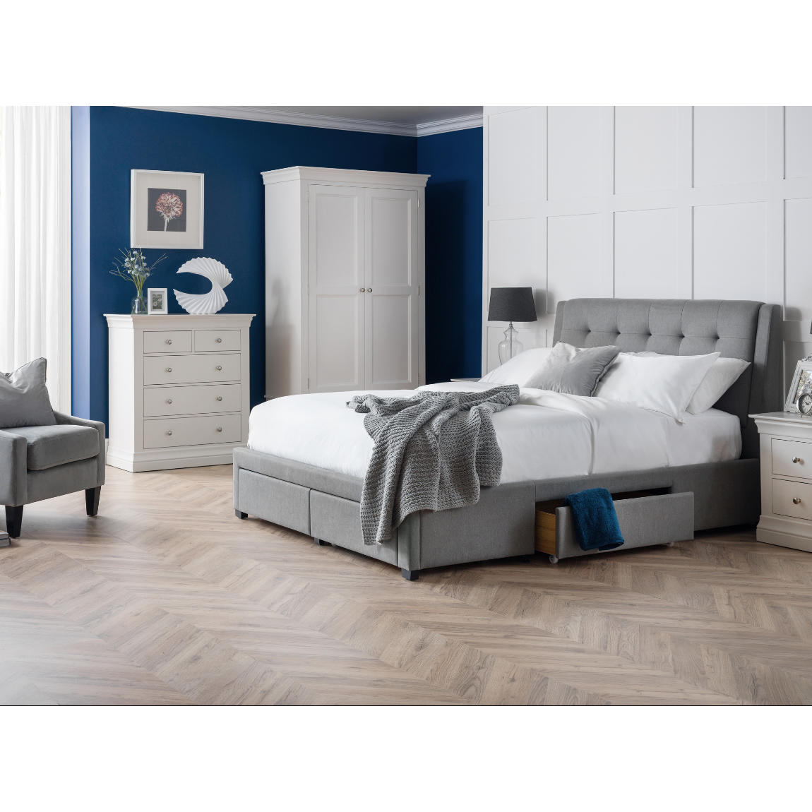 Clermont 2 Door 1 Drawer Wardrobe - Surf White - Living with Luxury