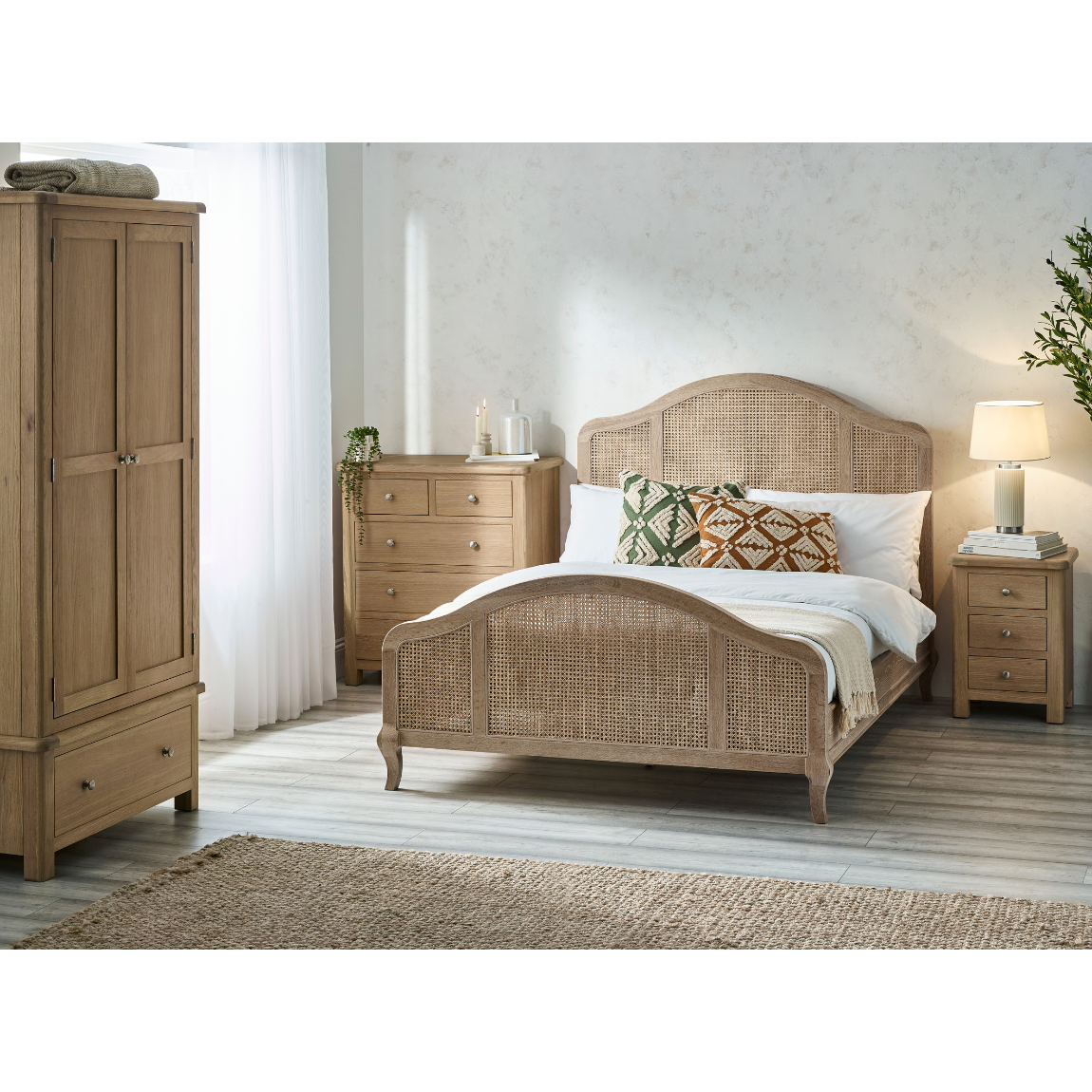 Fleur Rattan Bed - Light Oak - Living with Luxury