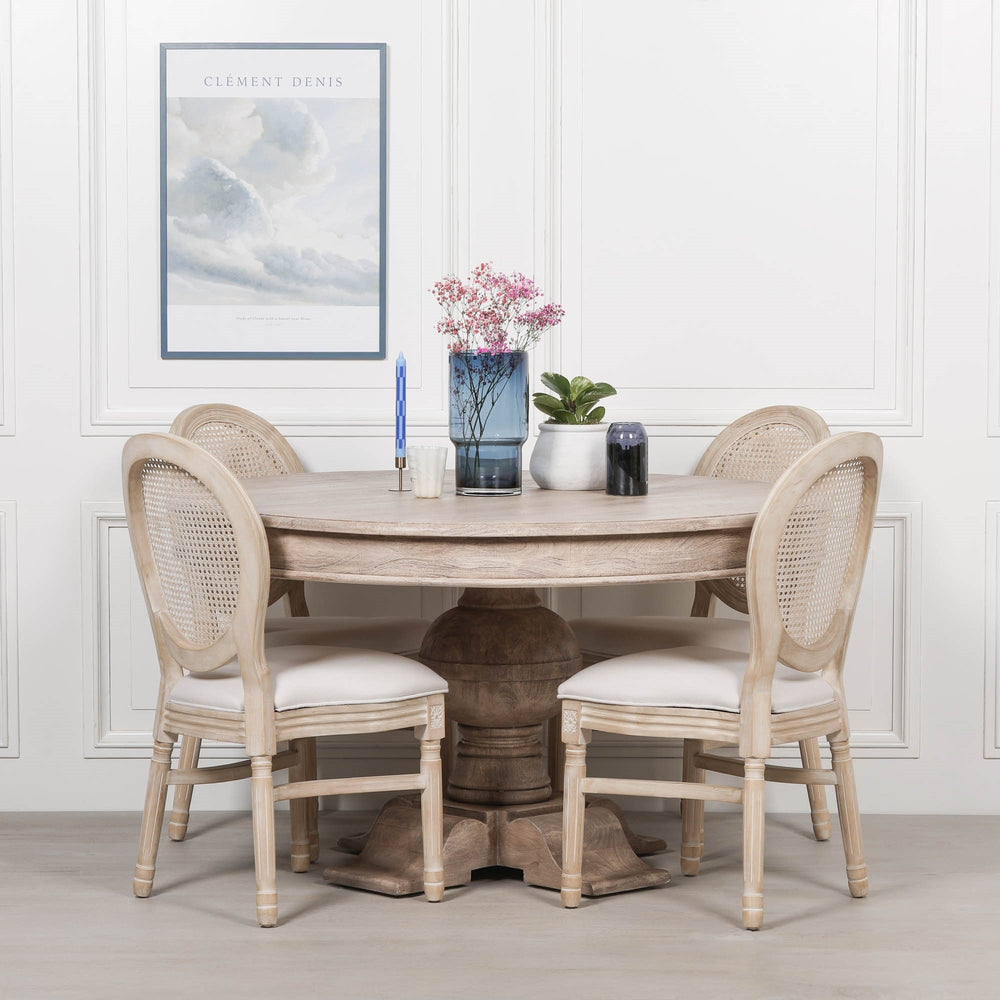 Rustic Acacia Round Ball Dining Table – view 1
