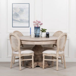Rustic Acacia Round Ball Dining Table – view 1
