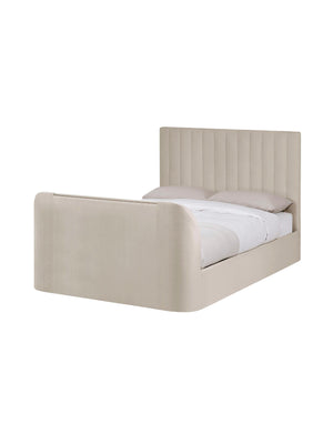 Alana Side-Lift Ottoman TV Bed - Cream Velvet, Double - Living with Luxury