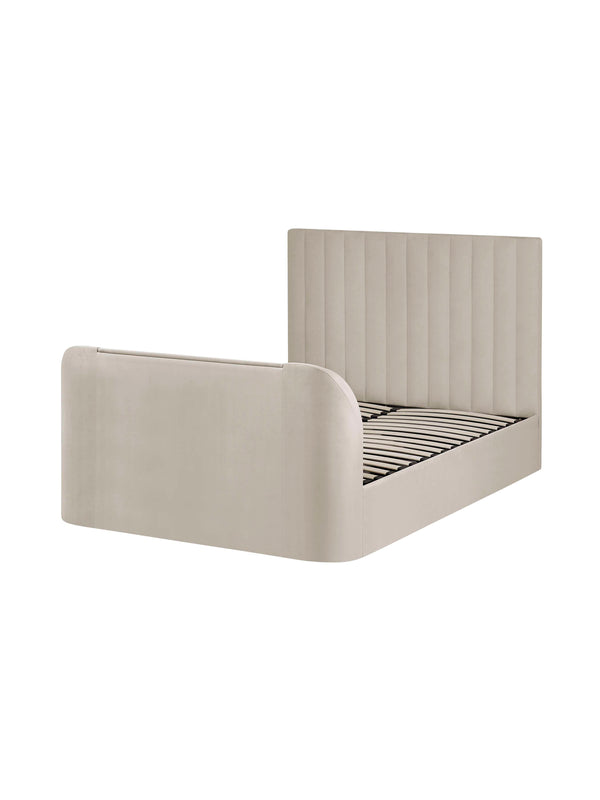 Alana Side-Lift Ottoman TV Bed - Cream Velvet, Double - Living with Luxury