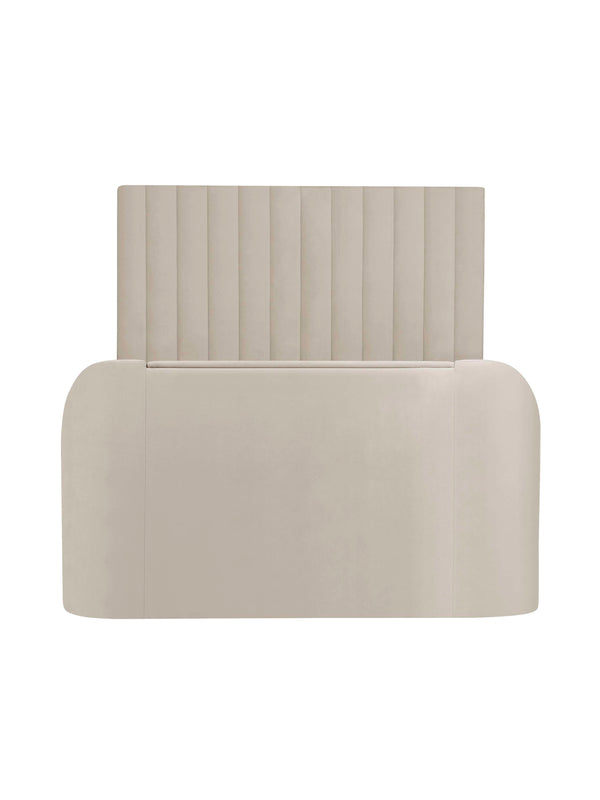 Alana Side-Lift Ottoman TV Bed - Cream Velvet, Double - Living with Luxury