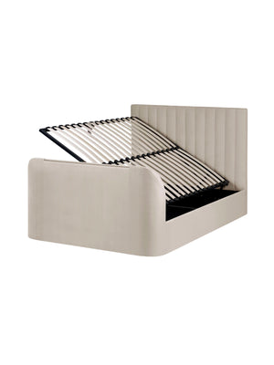 Alana Side-Lift Ottoman TV Bed - Cream Velvet, King - Living with Luxury