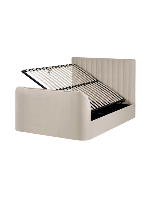 Alana Side-Lift Ottoman TV Bed - Cream Velvet, King - Living with Luxury
