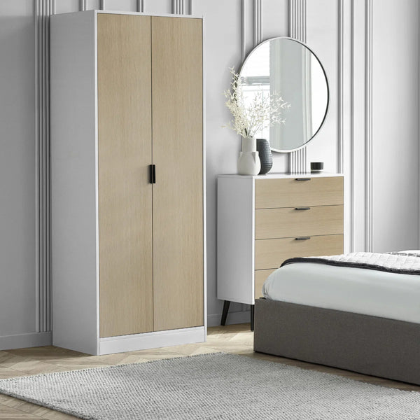 Alba 2 Door Wardrobe - White/Oak - Living with Luxury