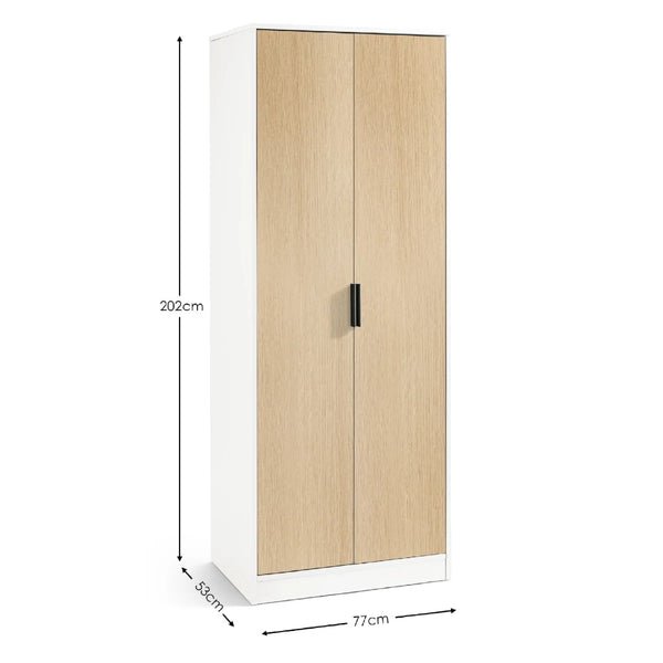 Alba 2 Door Wardrobe - White/Oak - Living with Luxury