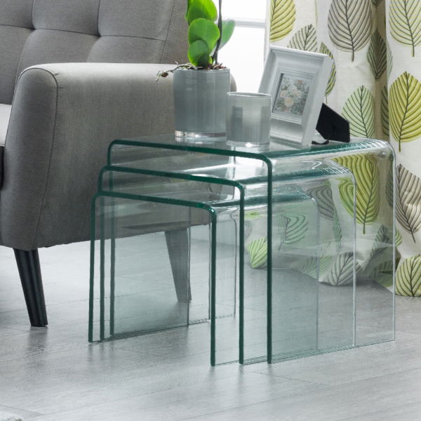 Amalfi Bent Glass Nest of Tables - Living with Luxury