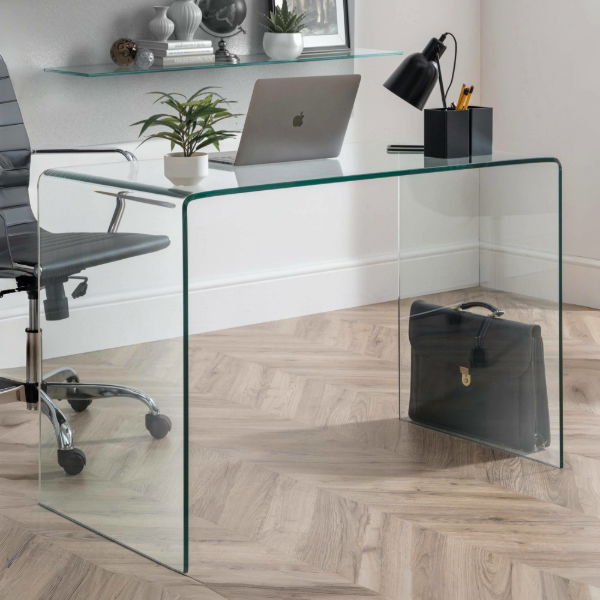 Amalfi Bent Glass Desk - Living with Luxury