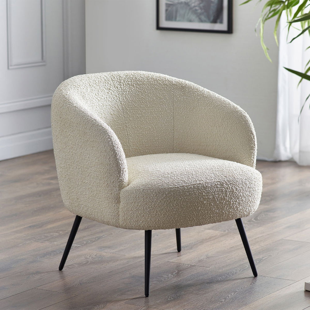 GIGI BOUCLE ACCENT CHAIR - IVORY - Living with Luxury