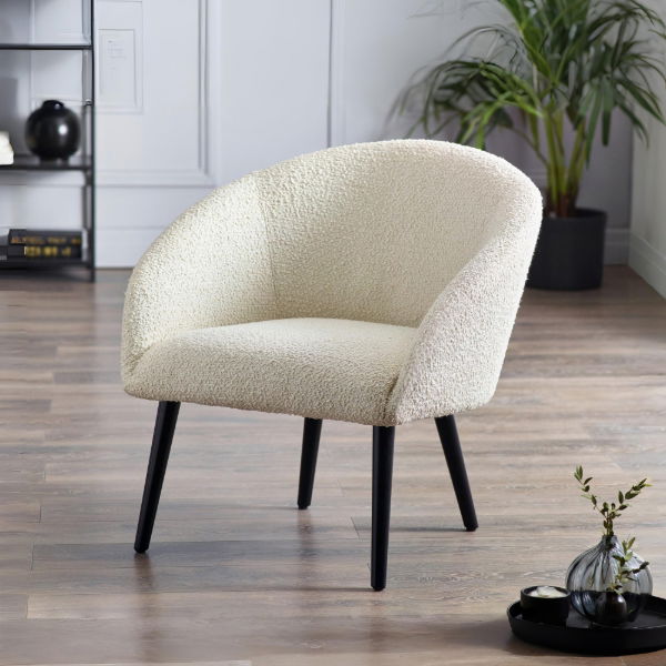 Amari Boucle Accent Chair – Ivory - Living with Luxury