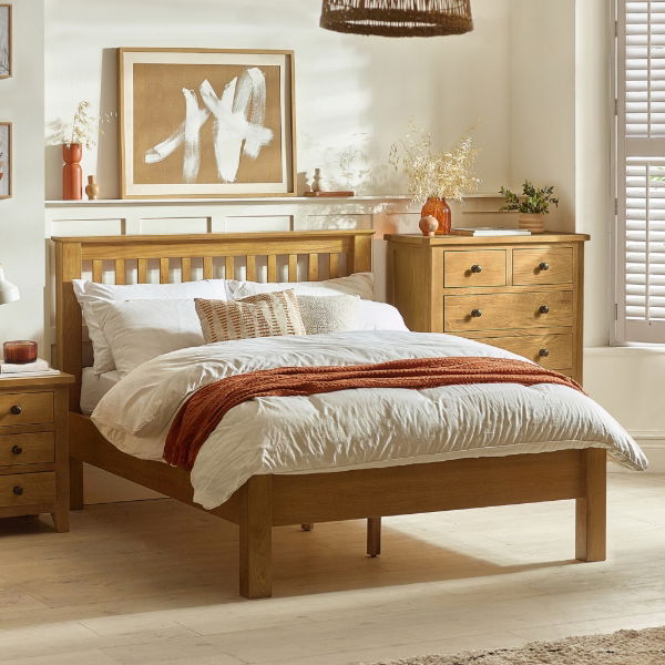 Amsterdam Shaker Style Oak Bed Frame – Low Foot End - Living with Luxury