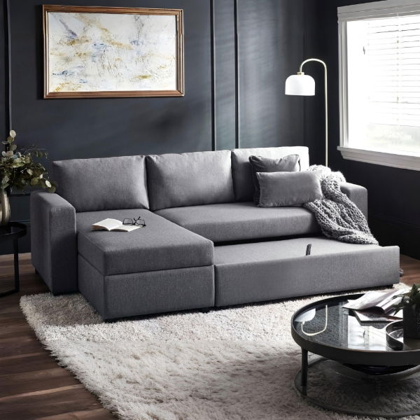 Angel Sofa Bed – Light Grey Linen - Living with Luxury
