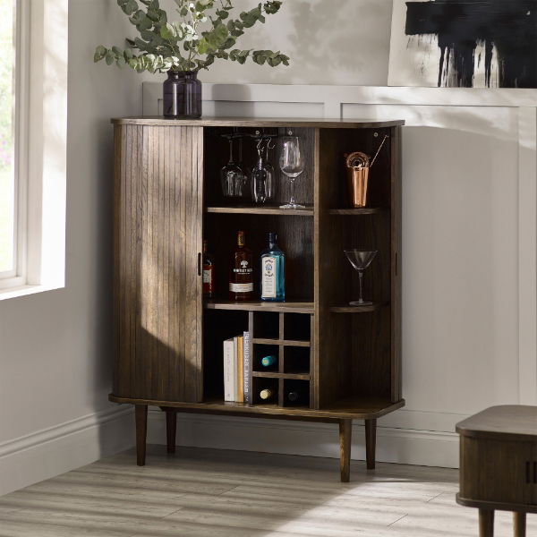 Arya Wine Cabinet – Dark Oak Effect - Living with Luxury