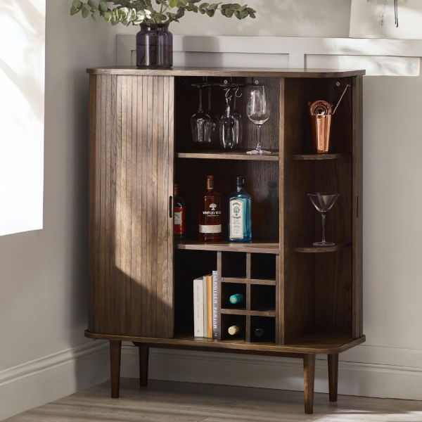Arya Wine Cabinet – Dark Oak Effect - Living with Luxury