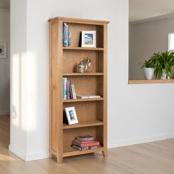 Astoria Tall Bookcase – Waxed Oak - Living with Luxury