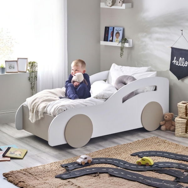 Atlantis Car Bed – White &amp; Taupe - Living with Luxury