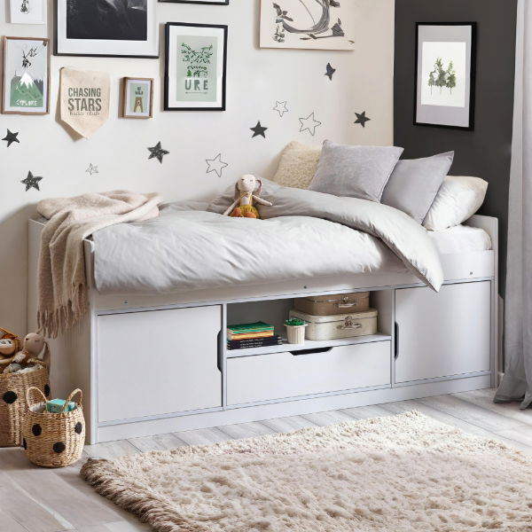 Atom Low Sleeper Bed – White - Living with Luxury