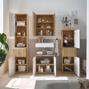 Austin Tall Bathroom Cabinet – Natural Wood - Living with Luxury