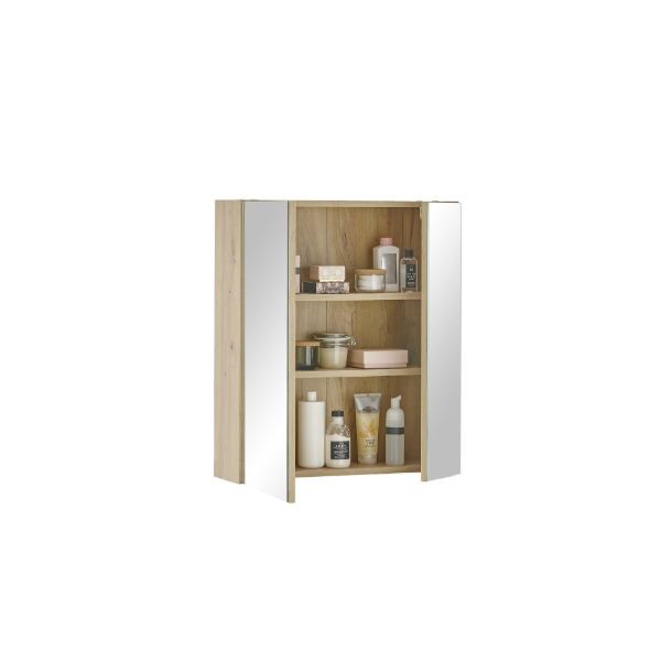 Austin Mirrored Bathroom Cabinet – Natural Wood - Living with Luxury