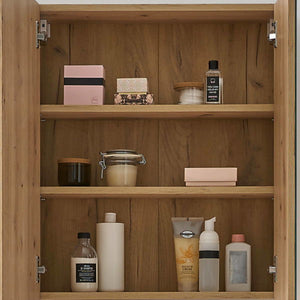 Austin Mirrored Bathroom Cabinet – Natural Wood - Living with Luxury