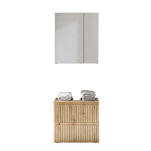 Austin Mirrored Bathroom Cabinet – Natural Wood - Living with Luxury